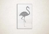 Line Art - Flamingo vierkant - XS - 30x19cm - EssenhoutWit - geometrische wanddecoratie