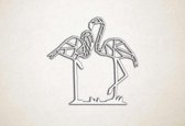 Wanddecoratie - Stel Flamingo's - S - 45x47cm - Wit - muurdecoratie - Line Art