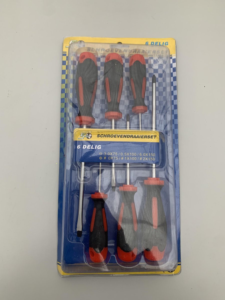 schroevendraaierset 6 delig rood zwart