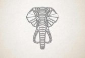 Line Art - Olifant 4 - XS - 30x23cm - EssenhoutWit - geometrische wanddecoratie