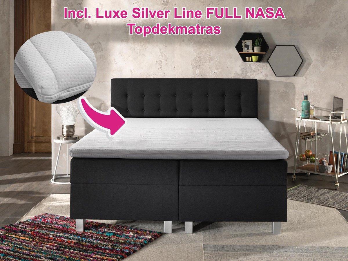 UPGRADE: Complete Bed met opbergruimte + LUXE SILVER LINE FULL NASA TOPDEKMATRAS - 160x200 cm - Pocketvering matrassen - Dreamhouse Ilse - Twijfelaar bed met opbergruimte - Dreamhouse