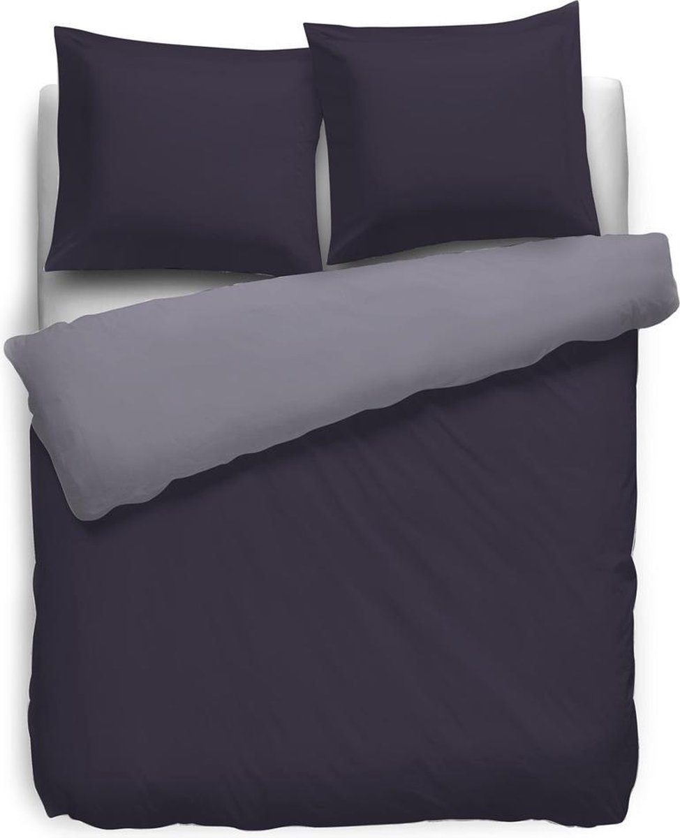 HNL Perkal Uni Dekbedovertrek - Eenpersoons - 140x200/220 cm - Lilac/Velvet Purple