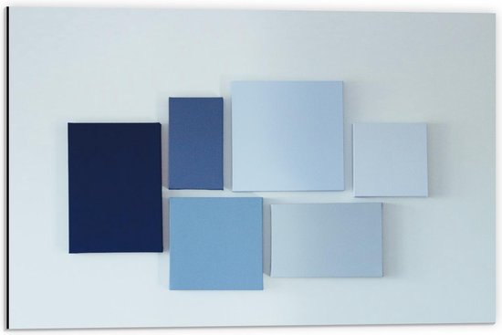 Dibond - Blauwe Kleurenwaaier - 60x40cm Foto op Aluminium (Wanddecoratie van metaal)