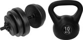 Tunturi - Fitness Set - Vinyl Halterset 15 kg - Kettlebell 10 kg