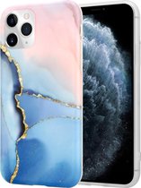 ShieldCase Marmeren geschikt voor Apple iPhone 11 Pro hoesje - roze/blauw - Hardcase hoesje marmer look - Roze & Blauw meerkleurig telefoonhoesje marmeren uitstraling - Book Case - Backcover beschermhoesje