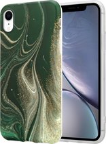 ShieldCase Marmeren geschikt voor Apple iPhone Xr hoesje met camerabescherming - groen - Hardcase hoesje marmer look - Groen kleurig telefoonhoesje marmeren uitstraling - Book Case - Backcover beschermhoesje