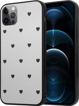 ShieldCase geschikt voor Apple iPhone 12 Pro Max spiegel hoesje met zwarte hartjes