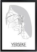 Yerseke Plattegrond poster A3 + Fotolijst zwart (29,7x42cm) - DesignClaud