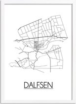 Dalfsen Plattegrond poster A3 + Fotolijst wit (29,7x42cm) - DesignClaud