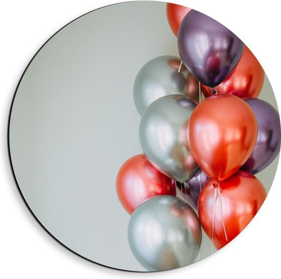 Dibond Wandcirkel - Bosje Ballonnen - 40x40cm Foto op Aluminium Wandcirkel (met ophangsysteem)