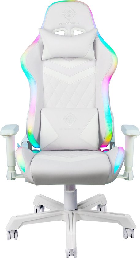 Deltaco WCH90 - Gaming stoel met RGB-verlichting - Kunstleer - Wit | bol.com