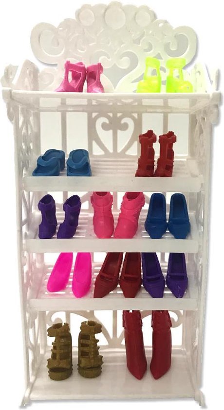Barbie meubels - Schoenenkast en Passpiegel - Kast voor 15 paar schoenen  met staande... | bol.com