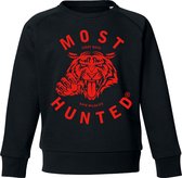 Most Hunted - kindersweater - tijger - zwart rood - maat 152/164cm