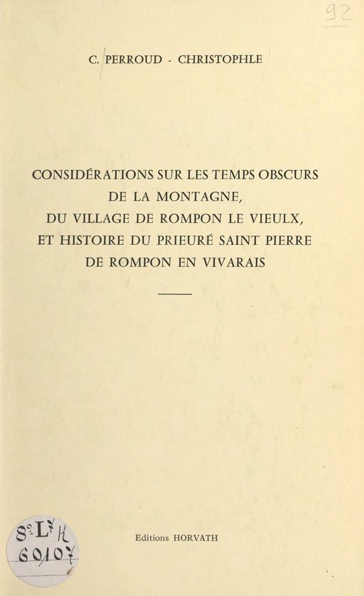 Considérations sur les temps obscurs de la montagne, du vil ... - cover
