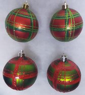 Totally Christmas | Kerstbal Scottish | Rood-Groen | Kunststof | 7 cm | 4 Stuks