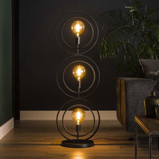 Lampadaire 'Tricia' 3 lampes, 124cm, couleur Zwart | bol