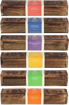 ZEN wierookstokjes in houten opbergdoos  - Gift Set - Cadeauset - 6geuren