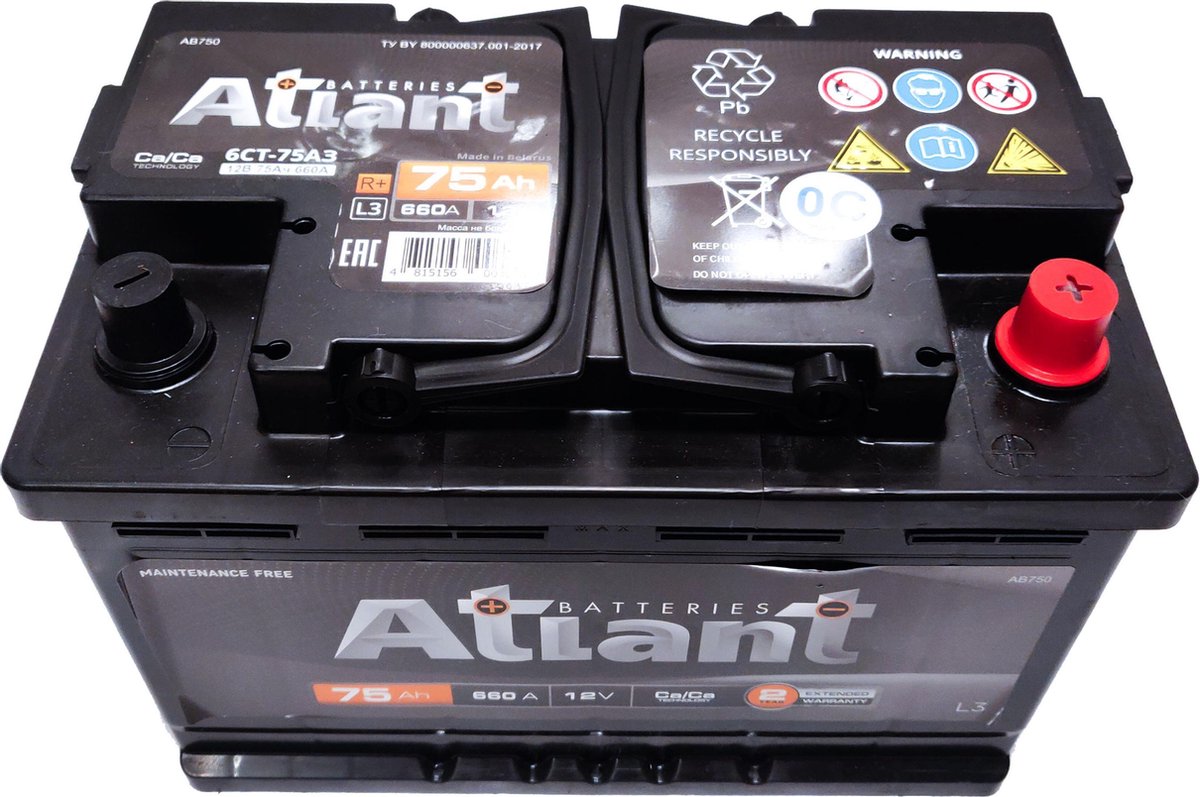 ATLANT Econom 75Ah 660A 12V R+ - Accu - Loodaccu Startaccu Autobatterij ...