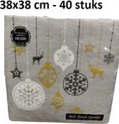 Stevige Kerstservetten 38x38 - 2 Laags - Zilver - Voordeelverpakking: 2x 20 stuks [40 stuks totaal]