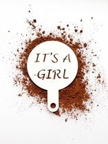 Female branded Cappuccino sjabloon - it's a girl - barista art | koffie stencil | latte stencil | baby | babyshower | bekendmaking zwangerschap