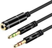 MaxVision's 3.5mm Jack Aux Female Dual Male Headset Microfoon 4-Pin Audio Splitter - Zwart
