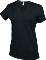 Kariban Dames/dames Feminine Fit Korte Mouwen V Hals T-Shirt (Zwart)