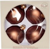 Kerstbal - set van 4 stuks - mat praline - d8cm - glas