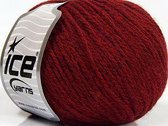 Ice yarns garen alpaca wol rood donker - alpacawol kopen gemengd met viscose wol en acryl - pendikte 4 mm. – breigaren pakket 8 bollen van 50 gram