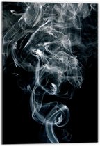 Acrylglas - Witte Rook met Zwarte Achtergrond  - 40x60cm Foto op Acrylglas (Wanddecoratie op Acrylglas)