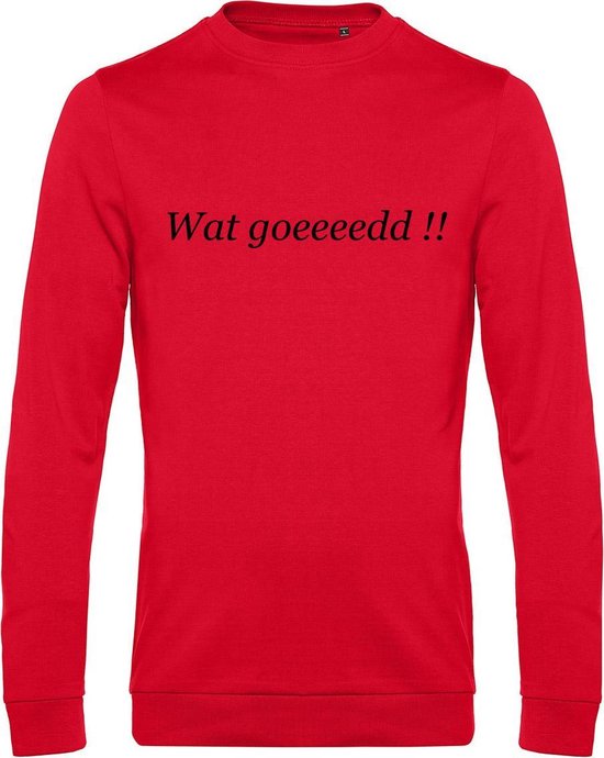 sweaterSweater met opdruk “Wat goedddd!!!” Rode sweater met zwarte opdruk. Uitspraak die vooral bekend is geworden door het programma Chateau Meiland en Martien Meiland. Nu op je favoriete sweater