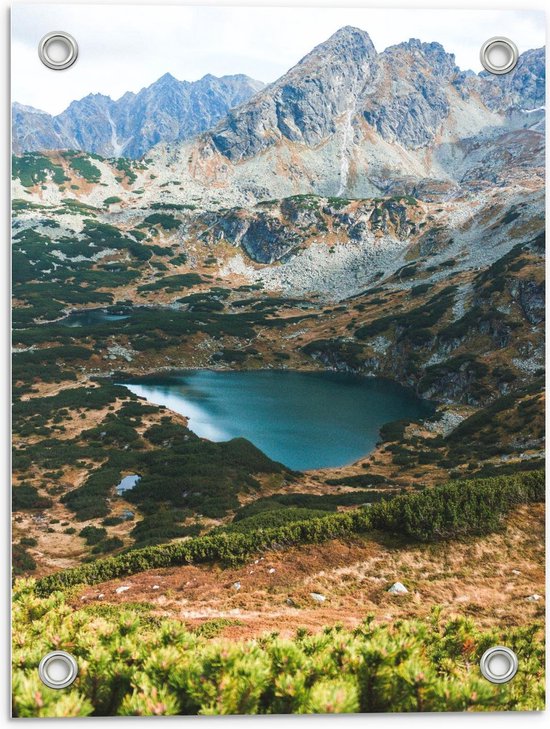 Tuinposter – Bergen met Water en Bomen (Kasprowy Wierch)  - 30x40cm Foto op Tuinposter  (wanddecoratie voor buiten en binnen)