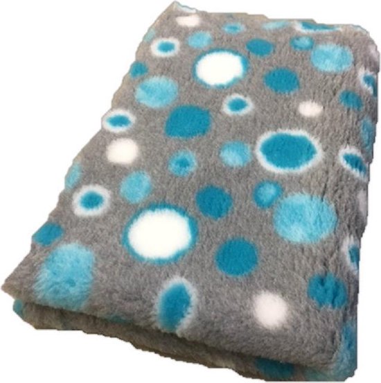 Foto: Vetbed dierenmat dierenkleed hondenkleed circles turquoise grijs wit latex anti slip 100 x 75 cm machine wasbaar