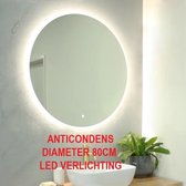 ronde badkamerspiegel met LED verlichting en anticondenverwarming 80 CM