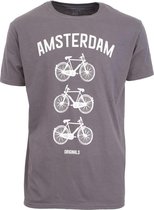 Amsterdam Originals T-shirt Bikeprint Grijs maat Small Amsterdam Bijvoetbrug