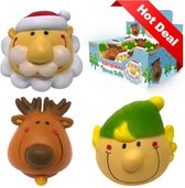 Kerst stressballen - Kerstman - Elfje - Rendier - Stressbal voor de hand - 8 cm - 3 stuks