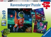 Ravensburger puzzel Dinosauriërs in de ruimte - 3 x 49 stukjes - kinderpuzzel