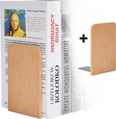 Everyblue Boekensteun Beukenhout - Set van 2 - 17x12x10,5cm - Boekenstandaard voor Opgeruimde Boekenkast - Boekenhouder - Viltjes