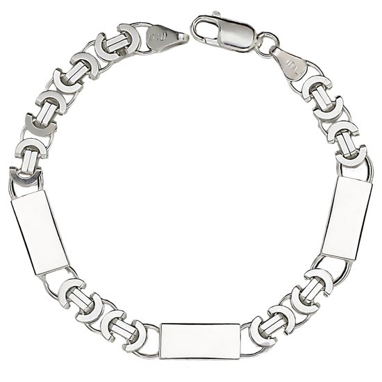 Juwelier Zwartevalk zilveren platte koningsschakel armband met platen - ET 80-3T/20,5cm--