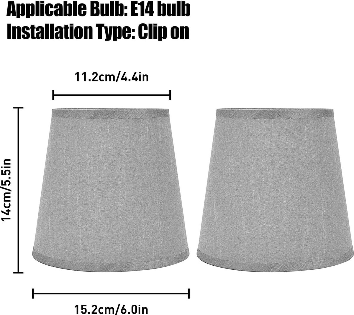 6 stuks E14 Vat Stof Lampenkap, Top 3,5 x hoogte 5,1 x onderkant 5,5 inch Drum Lampenkappen Kleine Lampenkappen Clip op Hanglampenkappen voor Vloerlampen Wandlampen