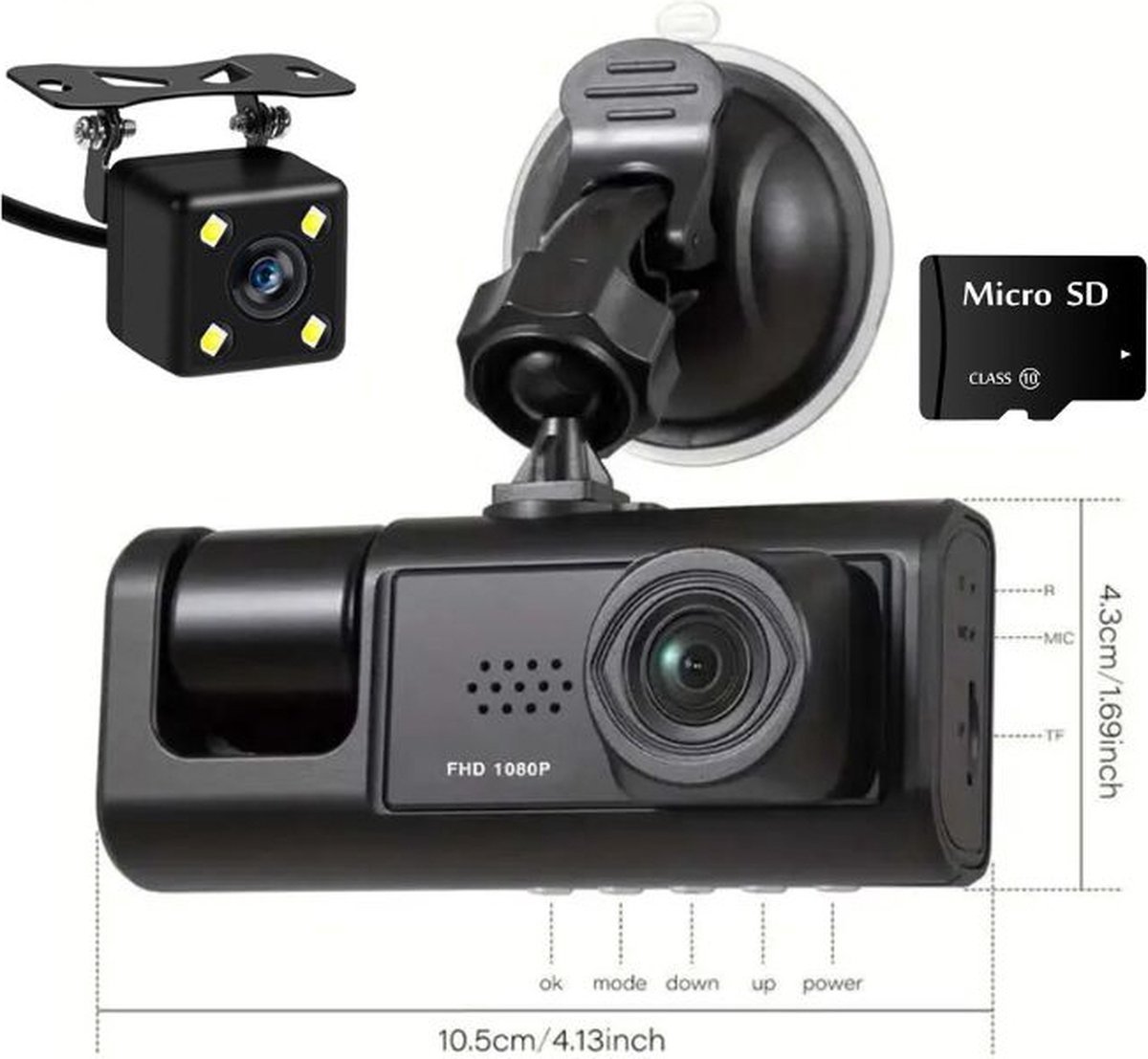 Luxe Full HD Dual DVR Dashcam 2 Inch Display - Achteruitrijcamera - Incl Micro SD-Kaart | Autoveiligheid - Auto Accessoires