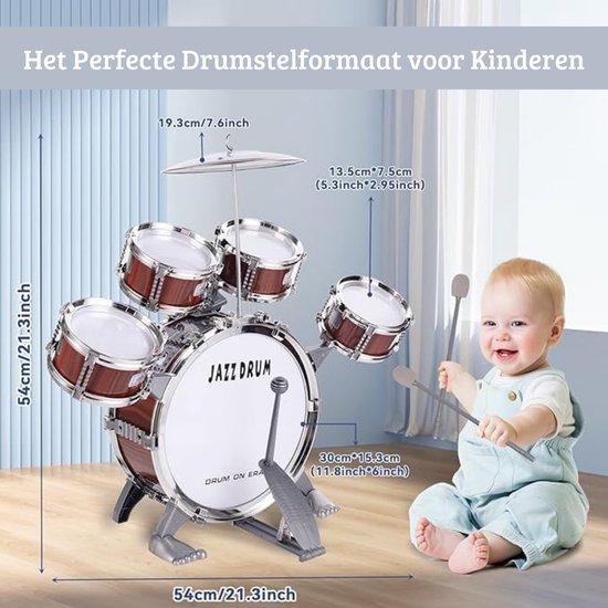 Batterie Kinder - pour Enfants - Set de 5 Tambours - Tabouret inclus -  Instrument de... | bol