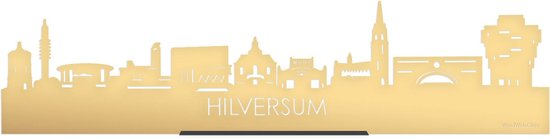 Standing Skyline Hilversum Goud Metallic - 40 cm - Woon decoratie om neer te zetten en om op te hangen - Meer steden beschikbaar - Cadeau voor hem - Cadeau voor haar - Jubileum - Verjaardag - Housewarming - Aandenken aan stad - WoodWideCities