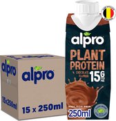 Alpro Plant Protein Chocolate - Shake Protéiné / Protéine - Boisson Végétale (VEGAN) avec vitamines et minéraux - 15 grammes de protéines par paquet - 15 pièces x 250 ml - (3750 ml)