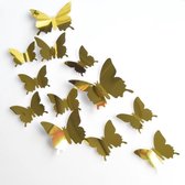 Jumada's - Gouden 3D Vlindermuurstickers Spiegelend 12 stuks | Perfecte Decoratie voor Baby- en Kinderkamers