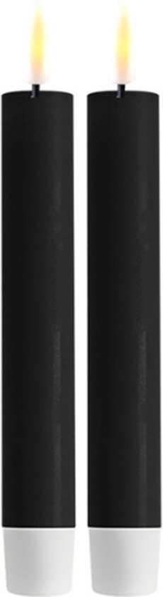 Deluxe Homeart dinerkaarsen - Verkoop per 2 stuks - LED kaarsen - Dinerkaarsen LED - Dinerkaarsen zwart - LED kaarsen zwart - Luxe LED kaars - D2,2 x 15 cm (2 pcs) - Zwart
