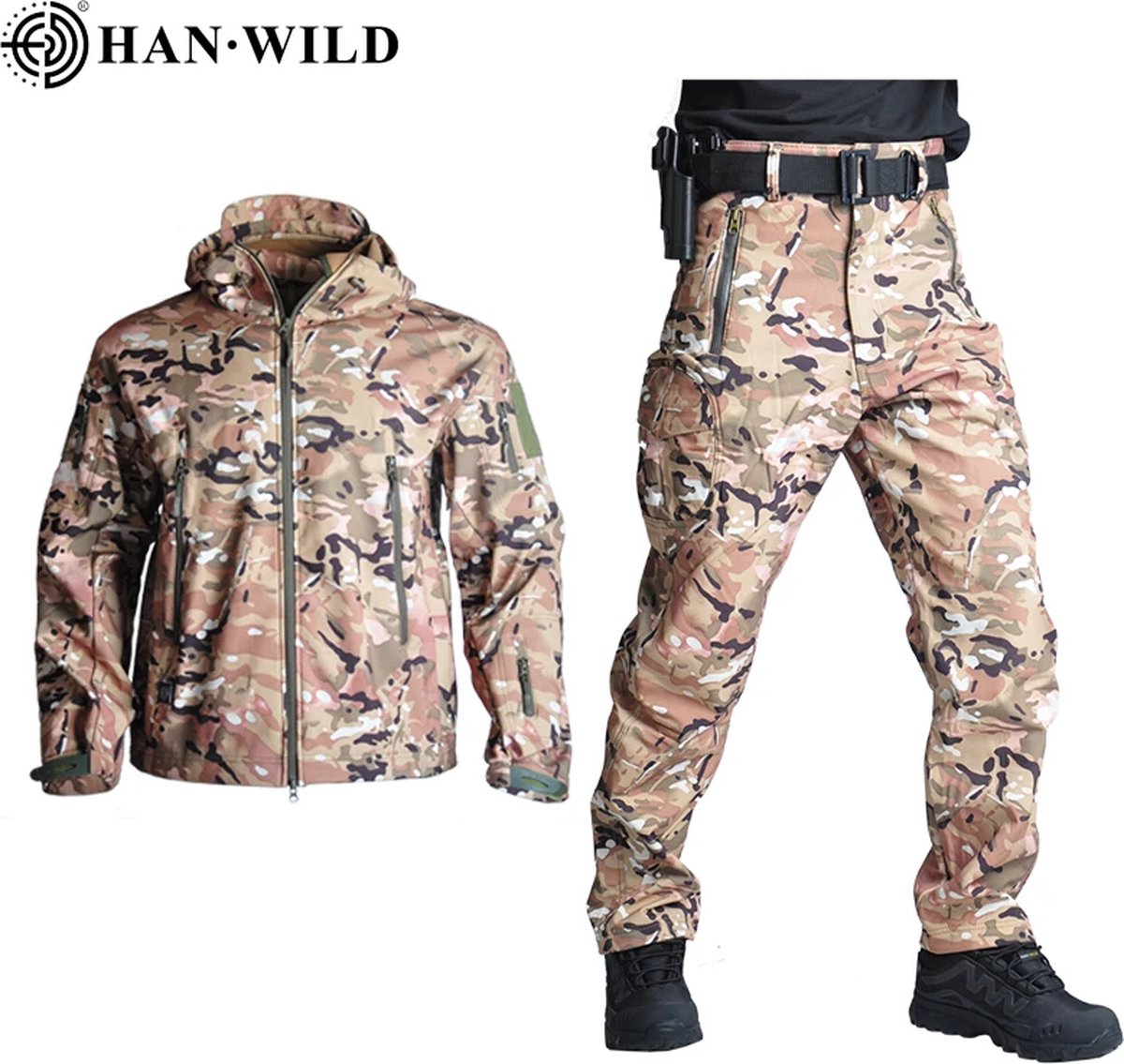Han Wild Multicam tactical soft shell kleding set Maat L