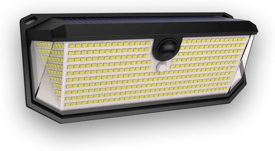 Solar wandlamp buiten 'Trival' - Buitenlamp met sensor - Tuinverlichting met sensor - Koud wit licht - Schijnwerper met bewegingssensor - Wandlamp op zonne-energie - Zwart