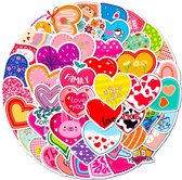 Hartjes Stickers 50 Stuks | Liefde Stickers | Valentijnsdag | Valentijn | Heart | Hart | Love | Vrolijke Stickers | Quotes | Laptop | Stickers Kinderen en Volwassenen | Stickervellen | Plakstickers | Koffer| Stickers Bullet Journal en Planner