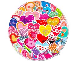 Hartjes Stickers 50 Stuks | Liefde Stickers | Valentijnsdag | Valentijn | Heart | Hart | Love | Vrolijke Stickers | Quotes | Laptop | Stickers Kinderen en Volwassenen | Stickervellen | Plakstickers | Koffer| Stickers Bullet Journal en Planner