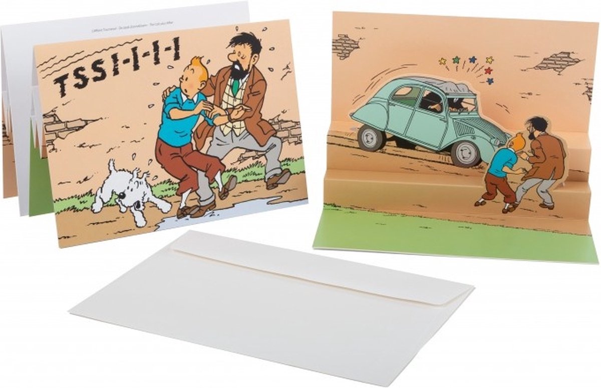Kuifje De 2CV van Jansen en Janssen Pop Up Kaart